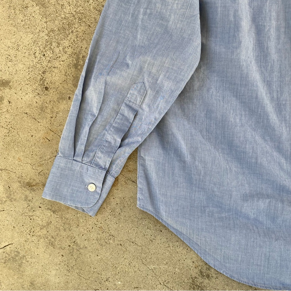 Vince Light Blue Button Down Shirt with Mandarin Collar - Picture 10 of 12